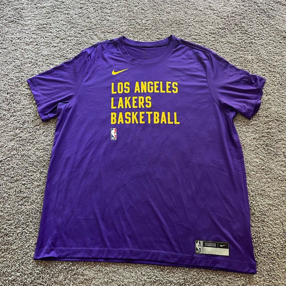 Nike Los Angeles Lakers Warmup Shirt Dri-Fit Performance Purple Mens XL NBA